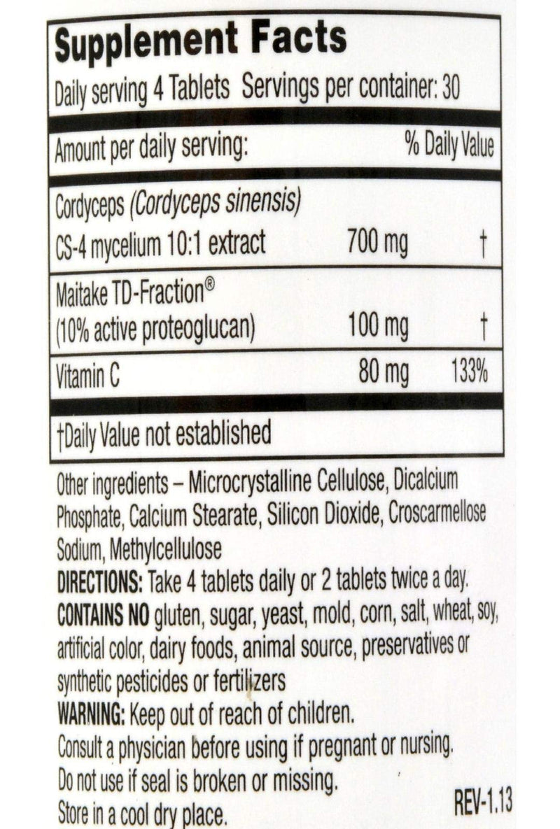 Mushroom Wisdom Super Cordyceps Caplets 120 Count – Stamina & Endurance