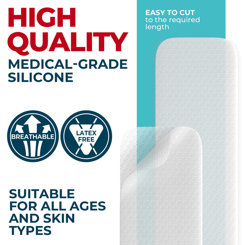 MYHELP Medical Grade Silicone Scar Sheets - Transparent 6pk (5.7x1.6 in) | Visible Difference