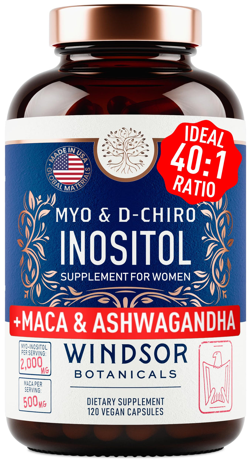 Myo & D-Chiro Inositol 40:1 – 2000 mg Myo-Inositol, Maca & Ashwagandha (120 Veg Caps)