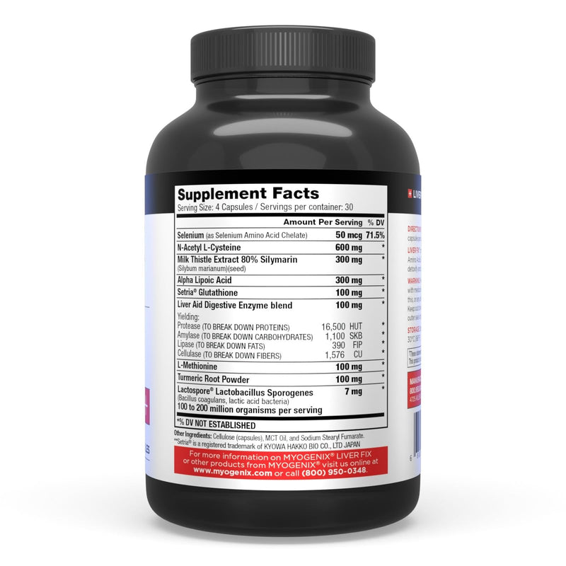 Myogenix Liver Fix – Professional Liver Detox Formula for Digestion & Fat Metabolism | 120 Capsules