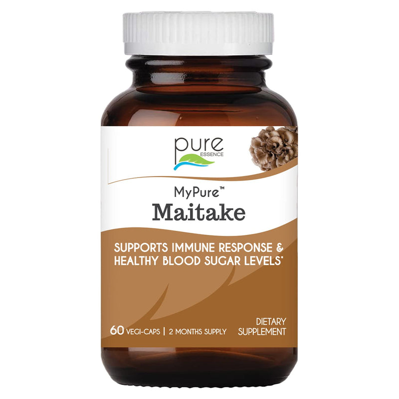 PURE ESSENCE LABS MyPure Maitake Mushrooms - Concentrated Maitake Mushroom Powder Supplement for Immune System Support, Stress Relief, Build Energy, Strength Booster for Men & Women - 2 Month Supply