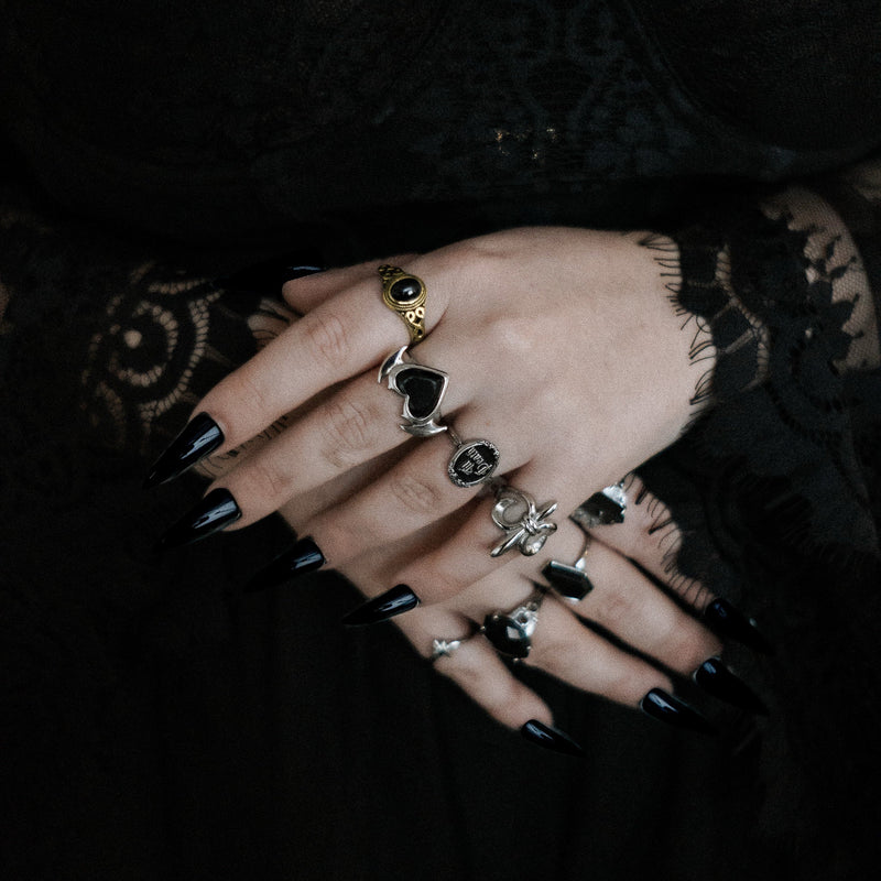 Gold Drusilla Black Gemstone Ring