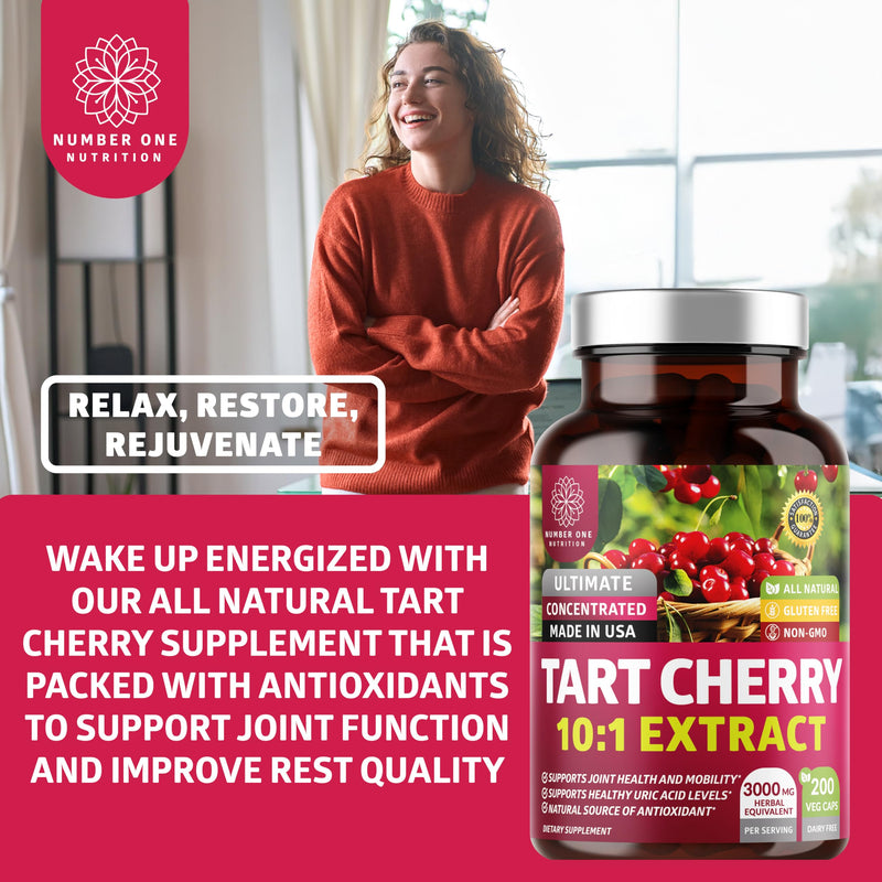 N1N Tart Cherry Extract Capsules – 200 Veg Caps (Pack of 2), 3000 mg