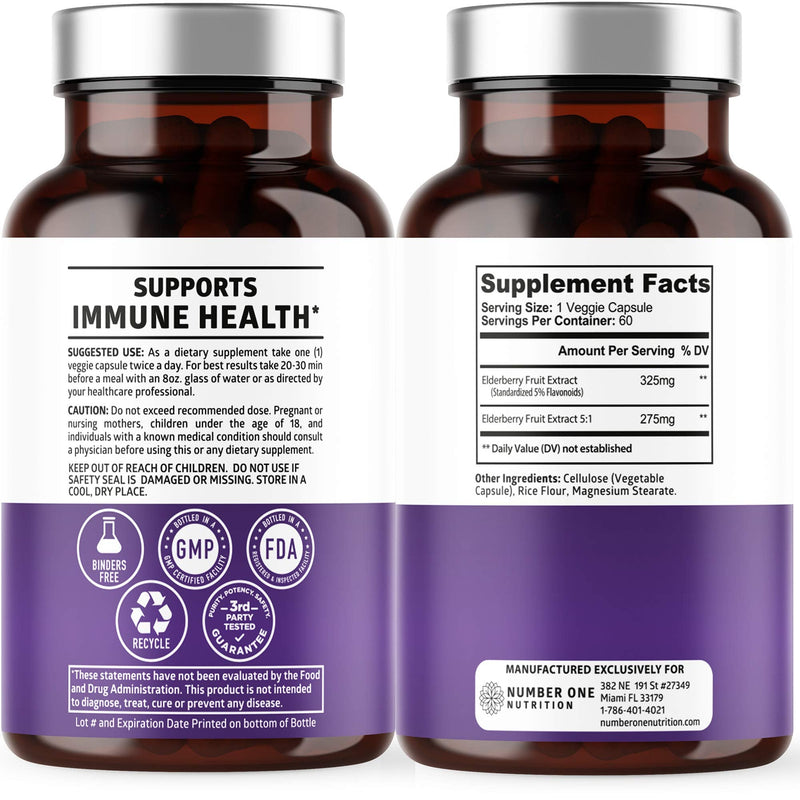 N1N Premium Black Elderberry Capsules for Adults – Max Strength Immunity