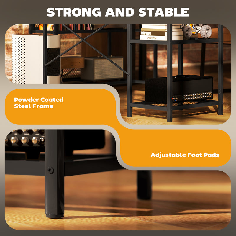 HOMCOM L Shaped Gaming Desk w/ LED Lights and Power Outlets for Small Space