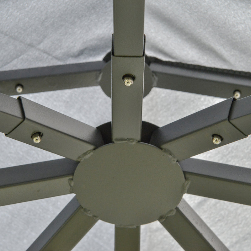 3 x 3(m) Garden Gazebo Double Top Gazebo Canopy w/ Curtains Grey Outsunny