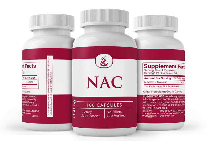 PURE ORIGINAL INGREDIENTS N-Acetyl L-Cysteine NAC - 100 Capsules | Lab Verified