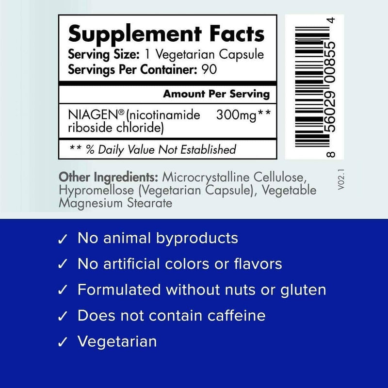 Tru Niagen NAD+ Supplement 300 mg – 2 Bottles, 90 Servings | Cellular Energy, Brain & Muscle