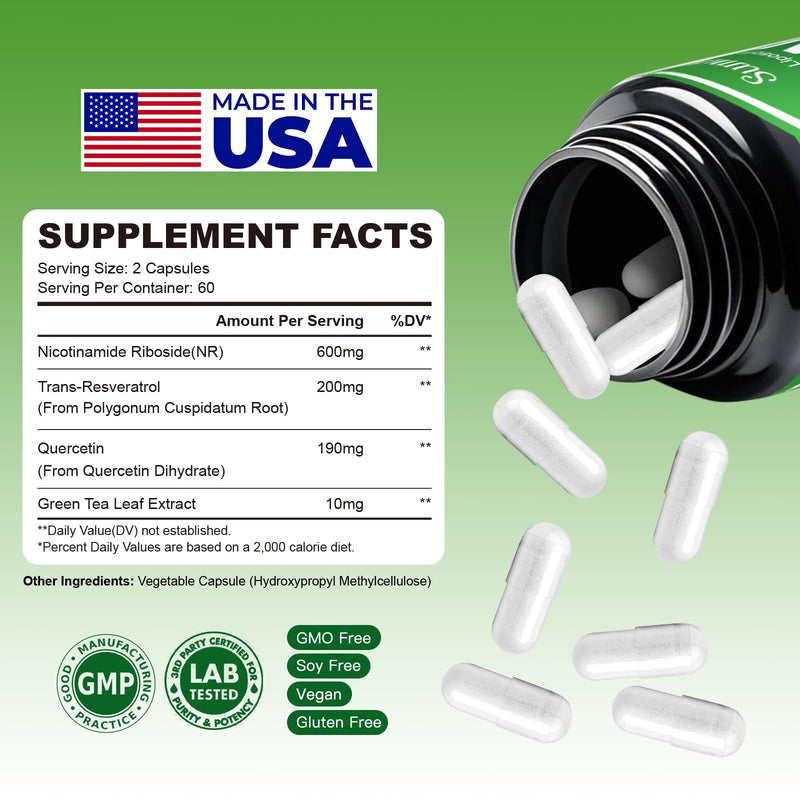 NAD Supplement 1000mg Pure - Liposomal NAD+ with NR & Resveratrol