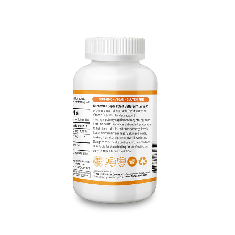 NANOWELL Super Potent Buffered Vitamin C 1000 mg with Bioflavonoid Complex - Immune Support, Antioxidant & Skin & Joints