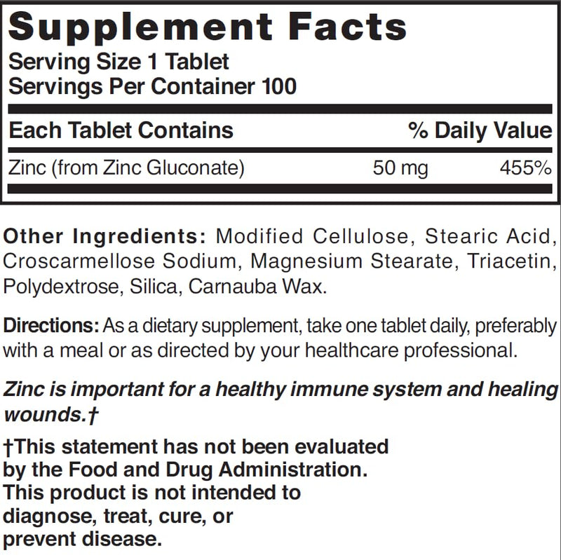 NAT B ZINC GLUC TB 50MG 100 Tablets – Vitamin B & Zinc