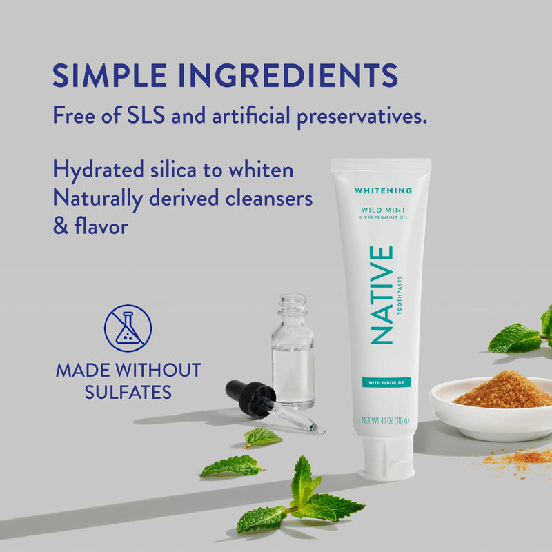 Native Fluoride Toothpaste – Wild Mint (4.1 oz), 3 Count | Naturally Derived Cleaners