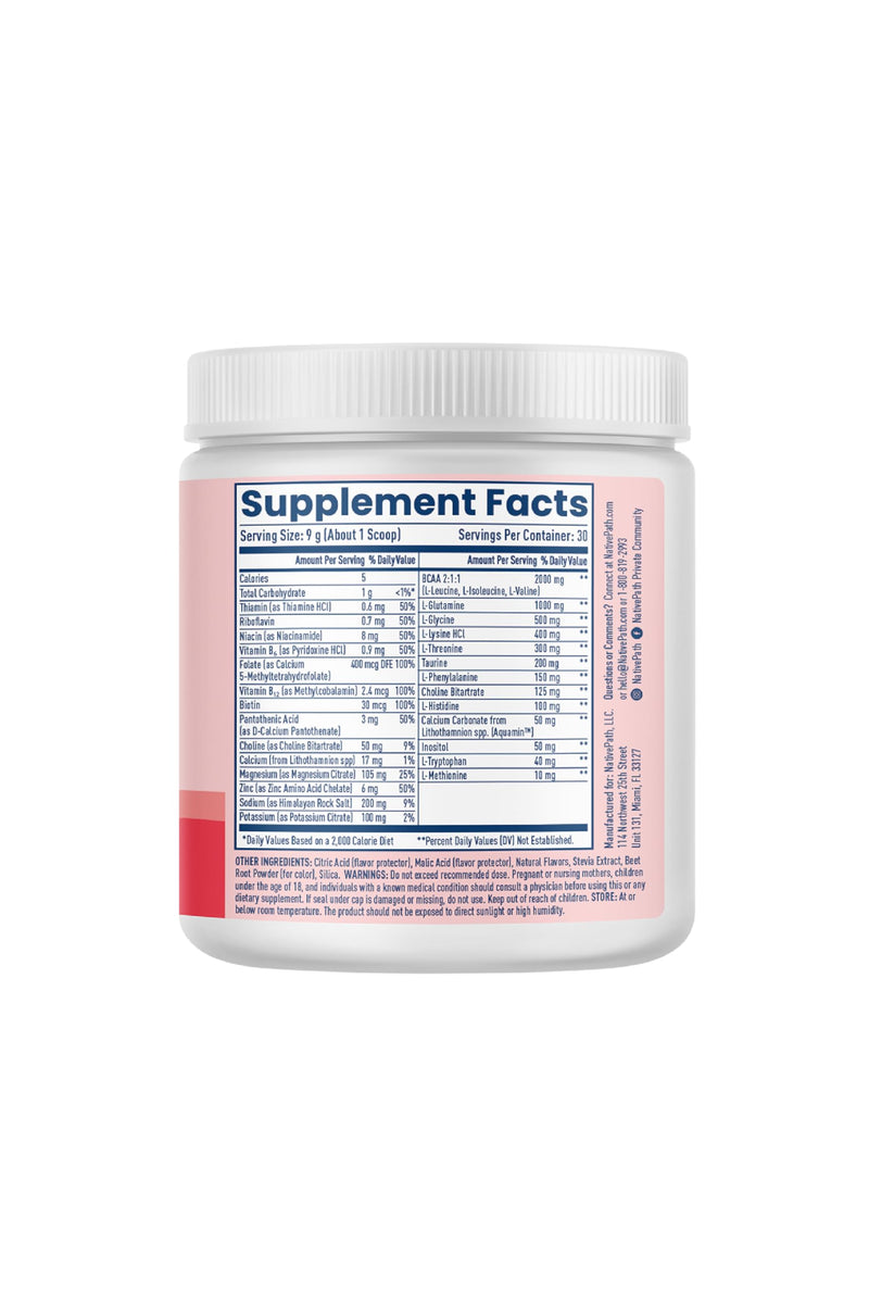 NativePath Native Hydrate Electrolyte Powder with BCAAs – Zero Sugar, Mixed Berry | 30 Servings