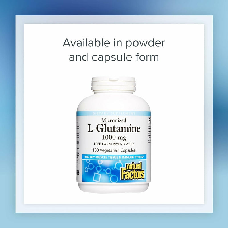 Natural Factors Micronized L-Glutamine 5,000 mg Powder – Gut Health & Immune Support | 16 oz (90 Servings)
