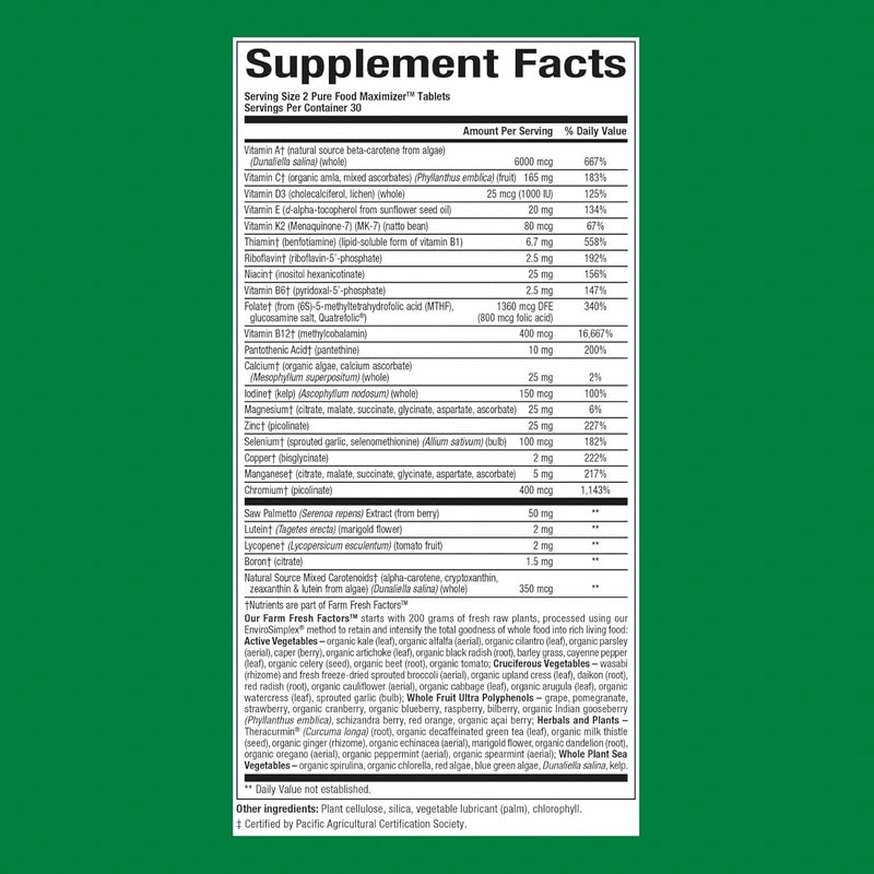 Natural Factors Men's 50+ Multivitamin & Mineral – 60 Count (Pack of 1) | ½ lb Veggies Nutrition