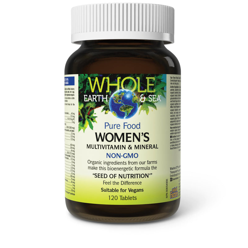Natural Factors Whole Earth & Sea Women's Multivitamin & Mineral – Vegan, 120 Tablets
