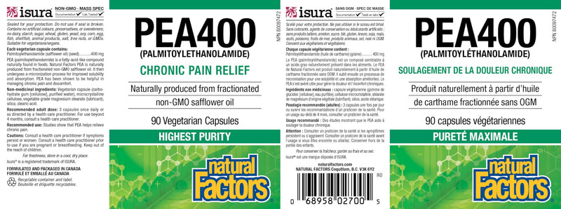 Natural Factors PEA400 - Pure Palmitoylethanolamide for Nerve & Comfort (90 Capsules)