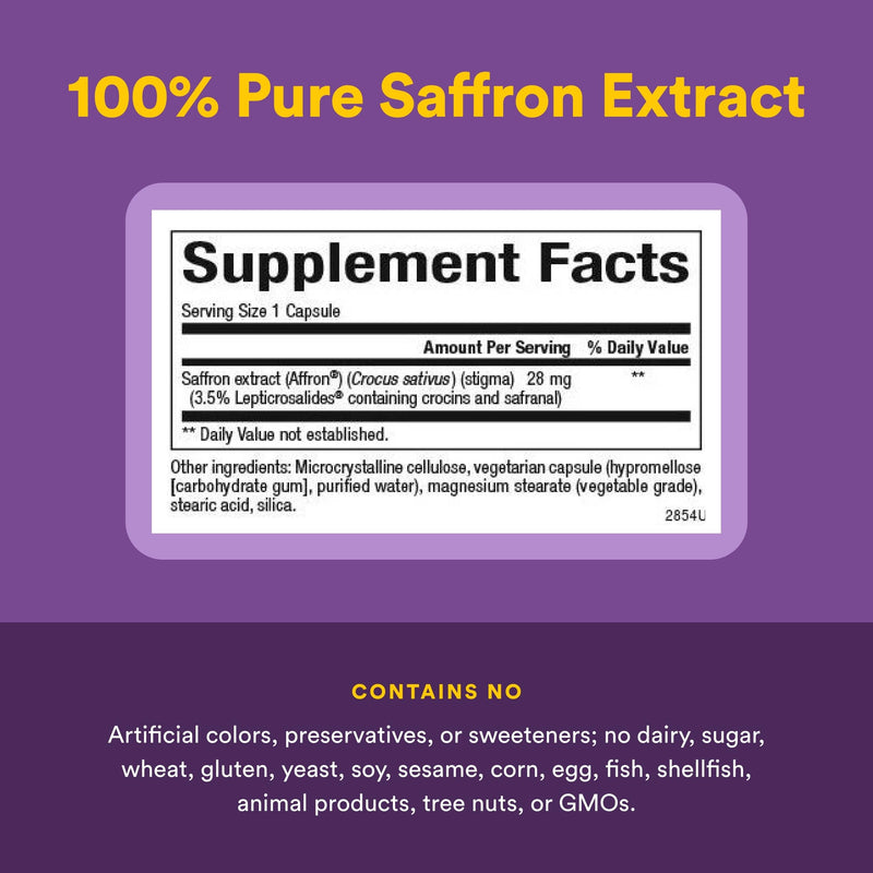 Natural Factors Stress-Relax Affron Saffron Extract 28 mg, 60 Vegetarian Capsules