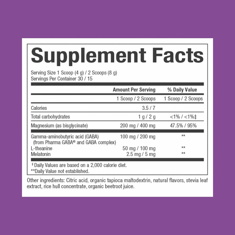 Natural Factors Nighttime Magnesium Bisglycinate with Melatonin, L-Theanine & GABA – Tropical Flavor, 4.23 oz