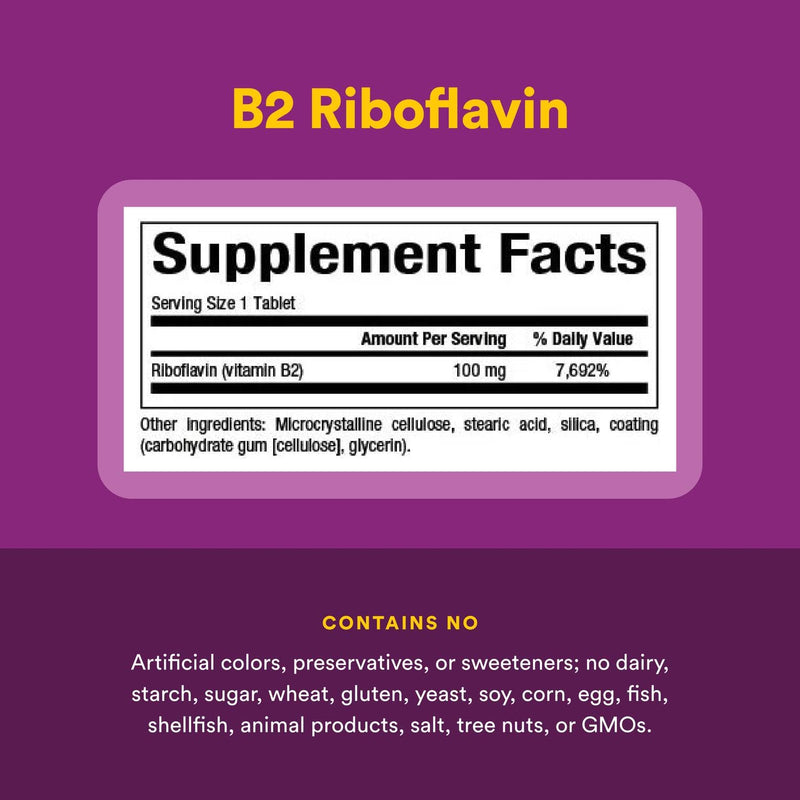 Natural Factors Vitamin B2 Riboflavin 100mg – Energy & Metabolism Support, 90 Tablets