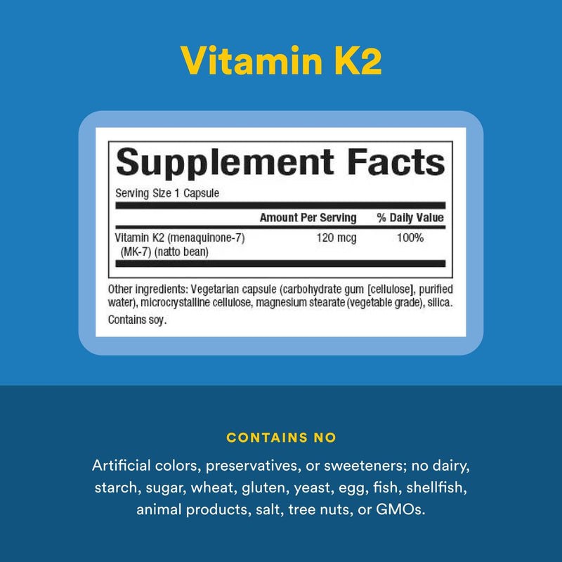Natural Factors Vitamin K2 120 mcg MK-7 – Supports Bone & Vascular Health, 60 Capsules