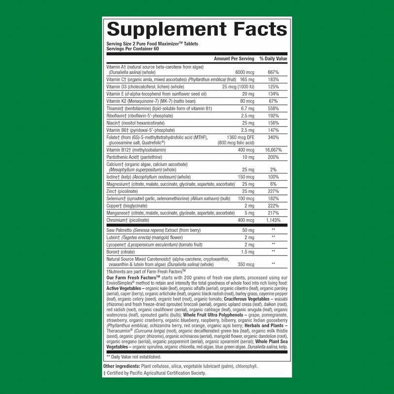 Natural Factors Whole Earth & Sea Men's 50+ Multivitamin & Mineral – Brain Health & Immune Support, Vegan, 120 Tablets