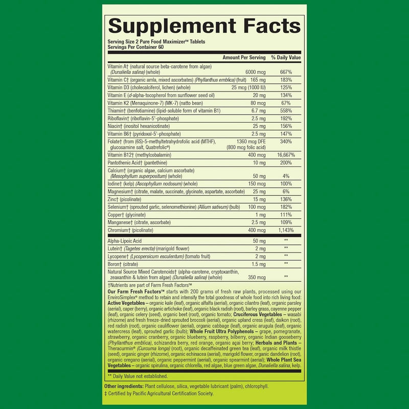 Natural Factors Whole Earth & Sea Women's 50+ Multivitamin & Mineral – Daily Bone & Brain Support (120 Tablets, 60 Servings)