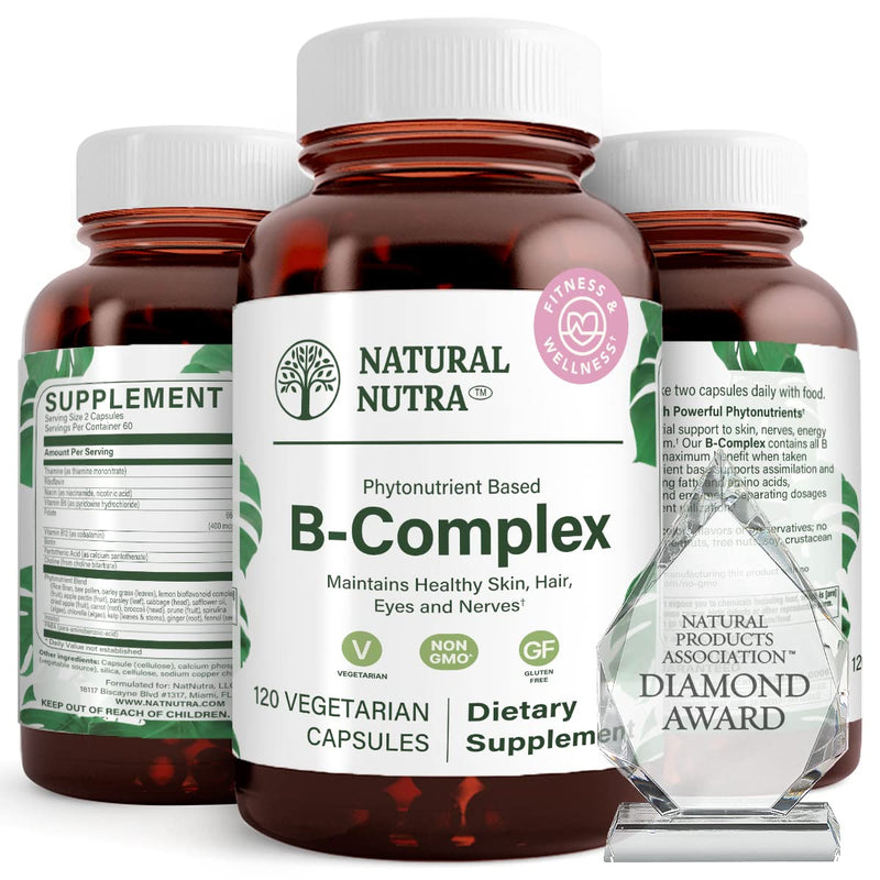 Natural Nutra Vitamin B Complex with Niacin, Folate, Thiamin, Biotin | 120 Veg Capsules