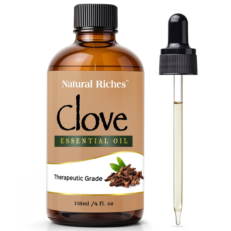Natural Riches Pure Clove Essential Oil 4 Oz | Therapeutic Grade