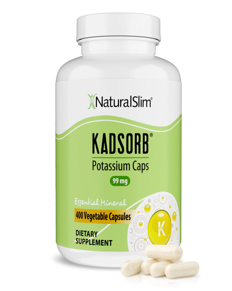 NaturalSlim Kadsorb Potassium Citrate Gluconate 99 mg – Electrolyte Balance & Heart Support, 400 Capsules
