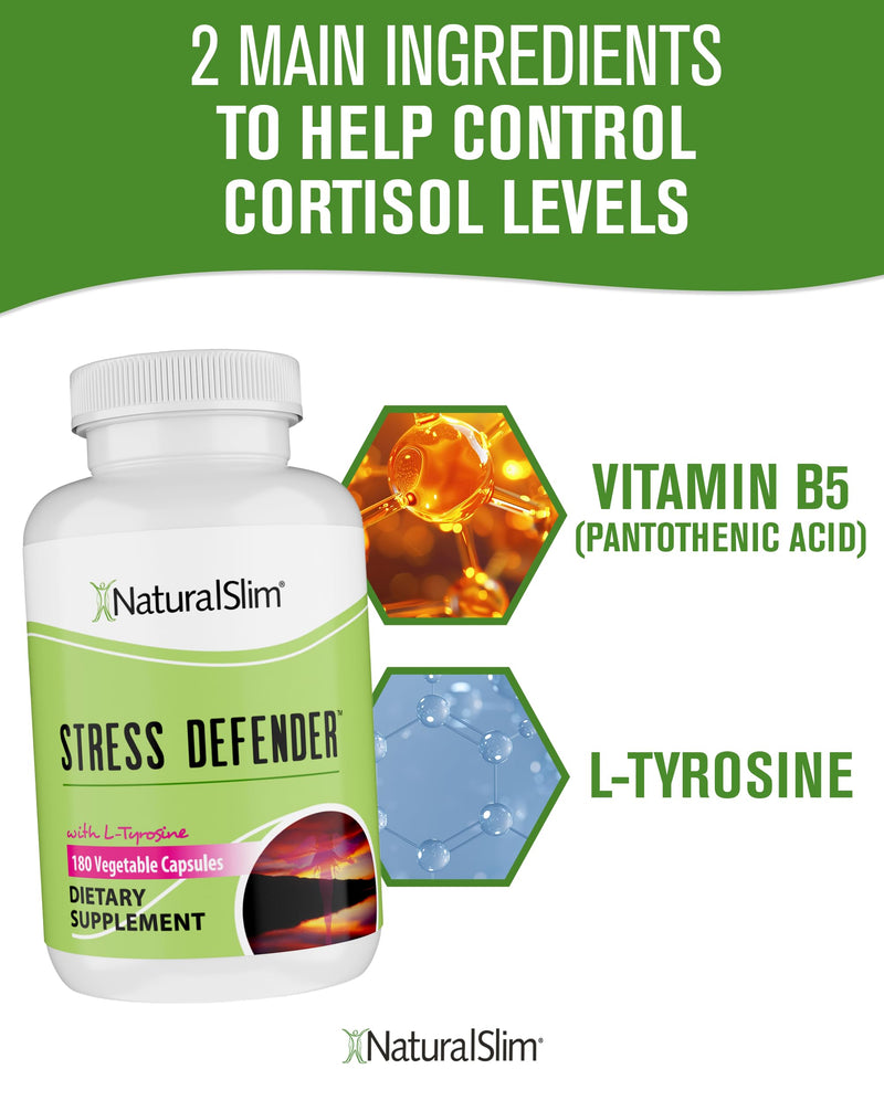 NaturalSlim Stress Defender – Stress Relief & Cortisol Support | 3-Pack, 180 Vegetarian Capsules