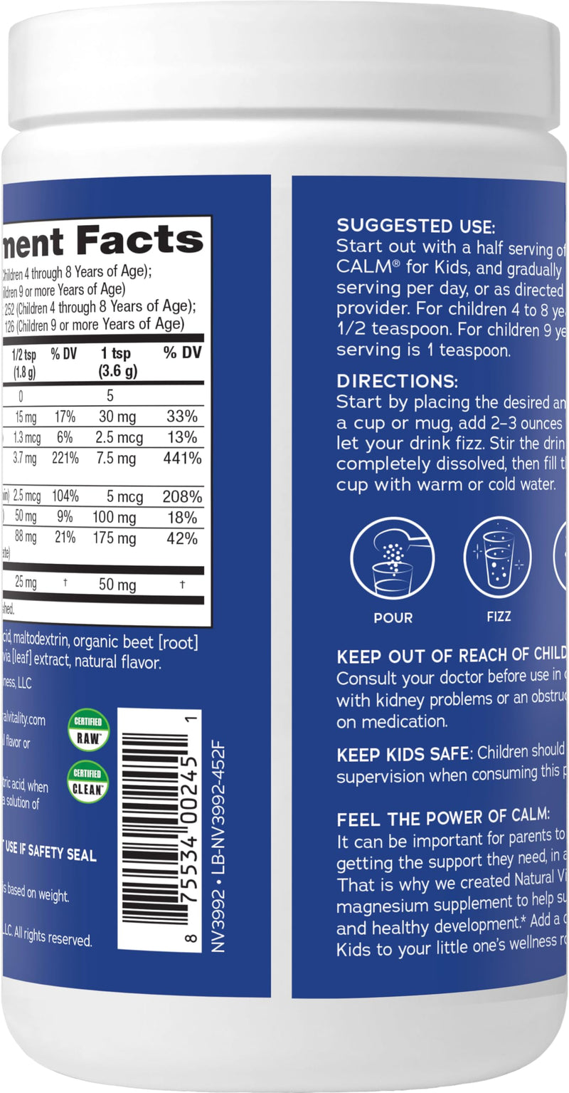 Natural Vitality CALM Sleep – Magnesium Citrate Drink Mix with GABA, Sleep Aid, Vegan, Gluten Free & Non-GMO, Mixed Berry, 16 oz