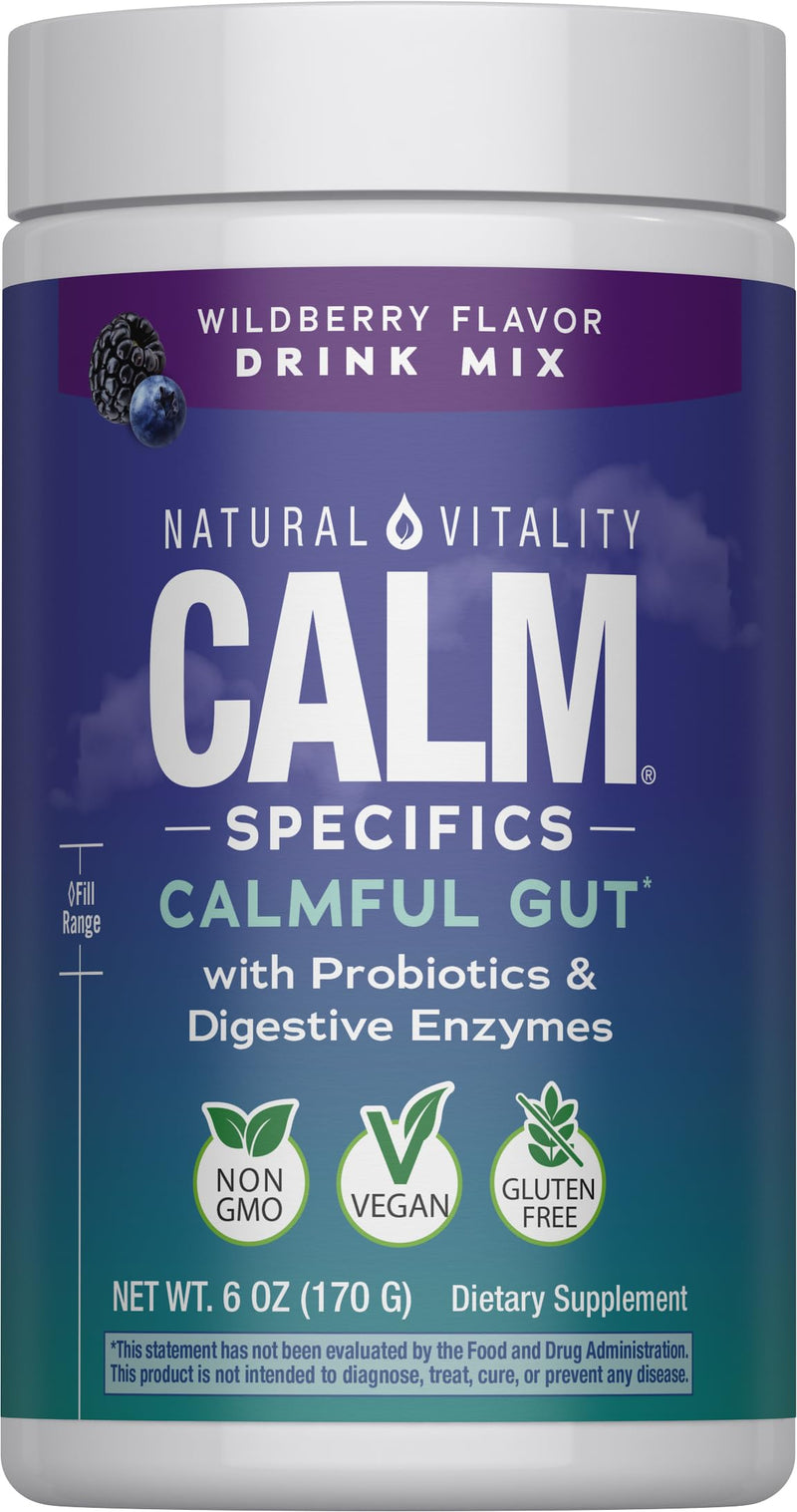 Natural Vitality CALM Specifics Calmful Gut – Probiotics & Enzymes, Wildberry, 6 oz