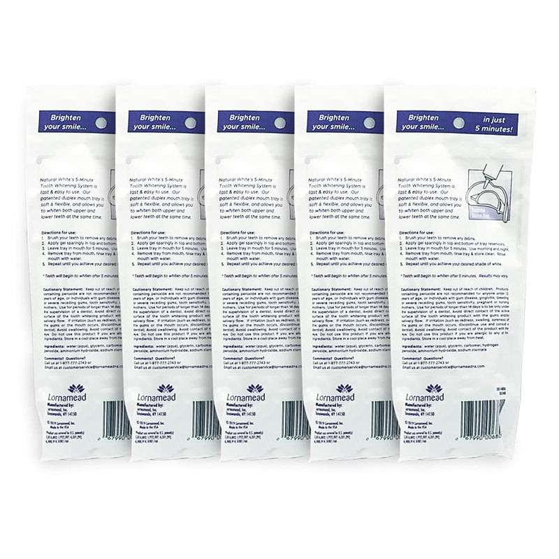 5 Pack Natural White 5-Minute Teeth Whitening Kits – Fast Home Whitening