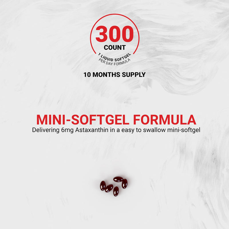 Naturalis New Zealand Astaxanthin – 6mg Mini-Softgels | Non-GMO, Gluten & Soy Free | 300 Softgels