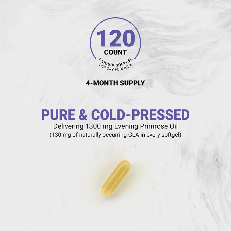 Naturalis Evening Primrose Oil 1300mg | 120 Softgels | New Zealand, Non-GMO, Gluten & Soy Free
