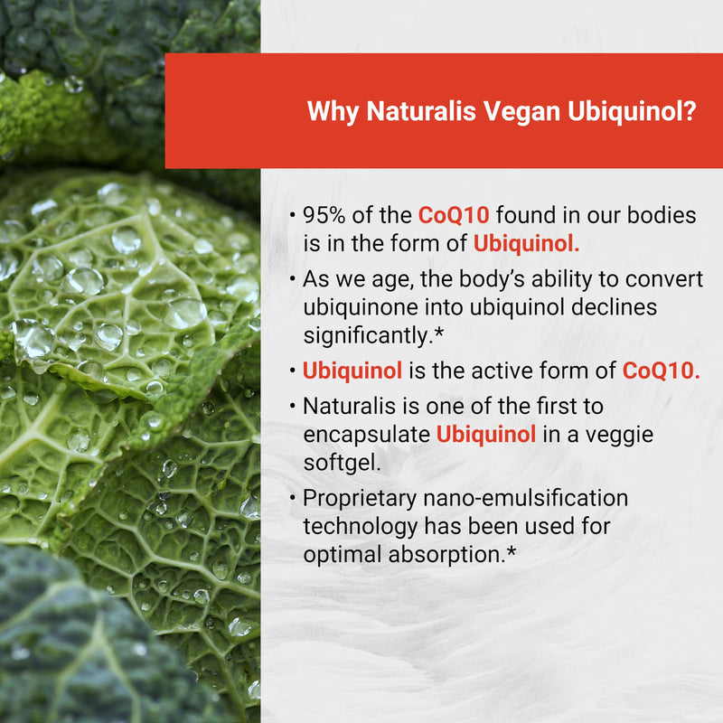 Naturalis Ubiquinol 100mg CoQ-10 Emulsified in MCT Oil – 120 Softgels | Gluten Free, Non-GMO & Soy-Free | Cardiovascular Wellness