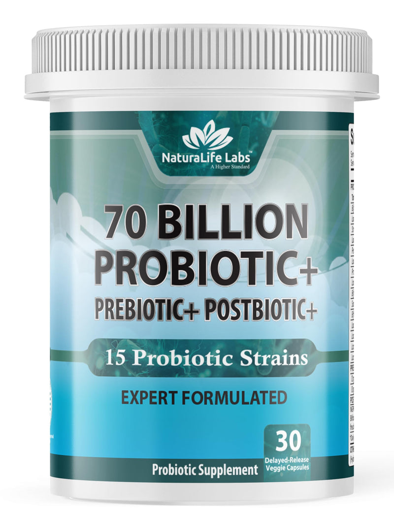 NaturaLife Probiotics 70B CFU – 15 Strains | 3-in-1 Formula – 30 Vegan Capsules