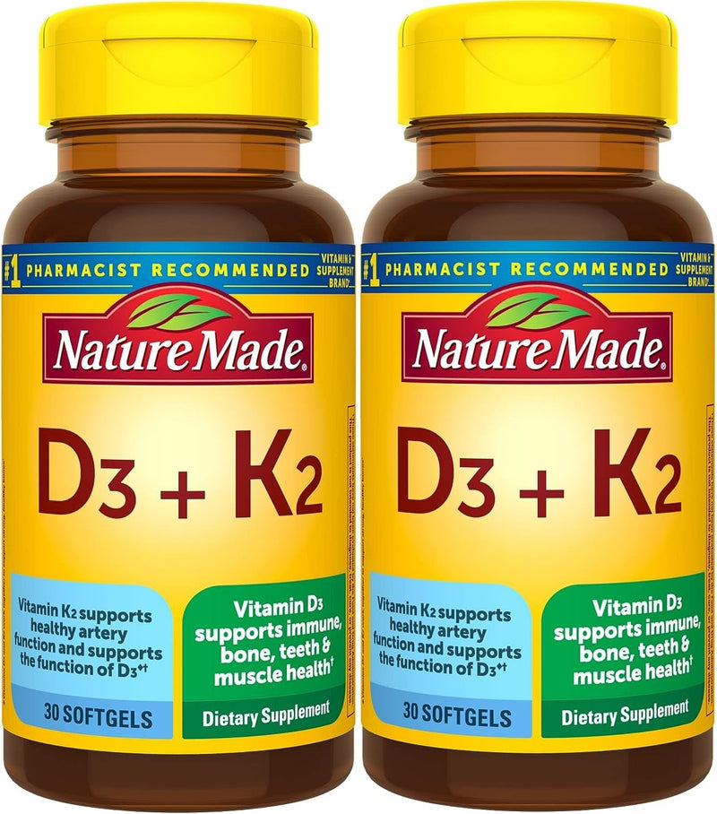 Nature Made Vitamin D3 + K2 5000 IU (125 mcg) – Pack of 2