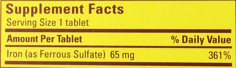 Nature Made Iron 65mg (325 mg Ferrous Sulfate) - 300 Tablets