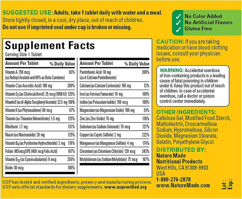 Nature Made Multi Complete Tablets - 130 ct, Pack of 2 | 23 Essential Nutrients