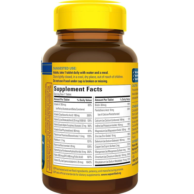Nature Made Multi for Him 50+ – 90 Tablets per Bottle x 4 Pack | Iron-Free