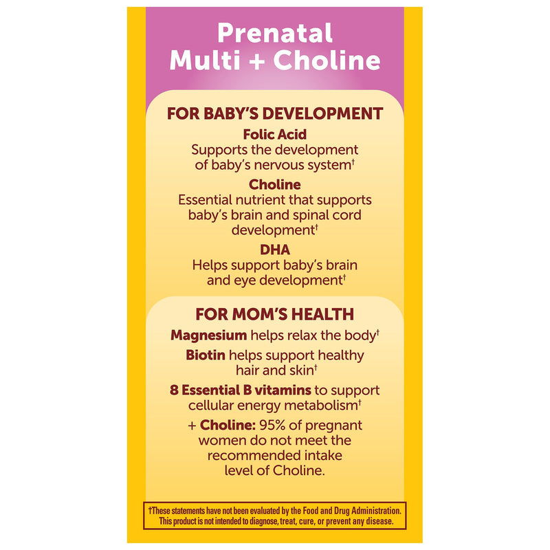Nature Made Prenatal Vitamin Softgels + Choline Capsules – 60 Day Supply, Folic Acid + DHA