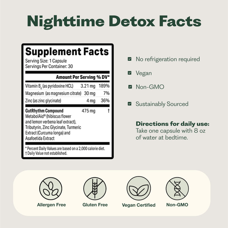 Nature M.D. GutRhythm Nighttime Recovery Overnight Digestive & Sleep Aid Supplement – Vegan 30 Servings