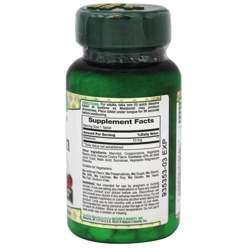 Nature's Bounty Melatonin 10 mg Quick Dissolve Tablets – Pack of 4