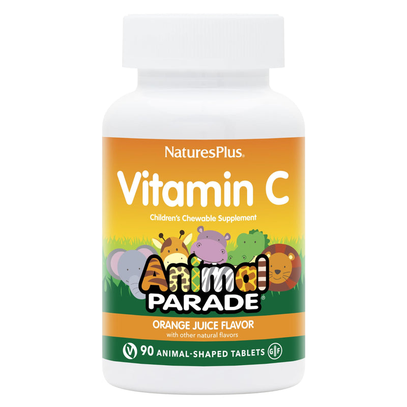 Nature's Plus Animal Parade Vitamin C for Kids - Orange Flavor, 90 Chewables (45 Servings)