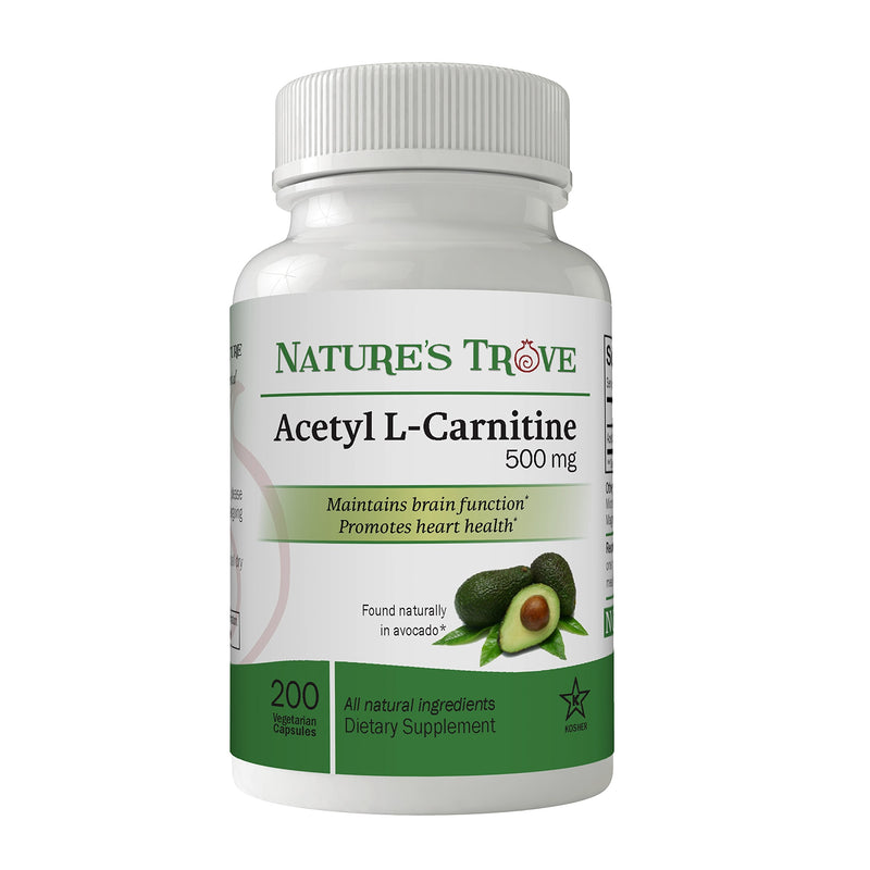 Nature's Trove ALCAR 500 mg - 200 Vegetarian Capsules | Acetyl L-Carnitine