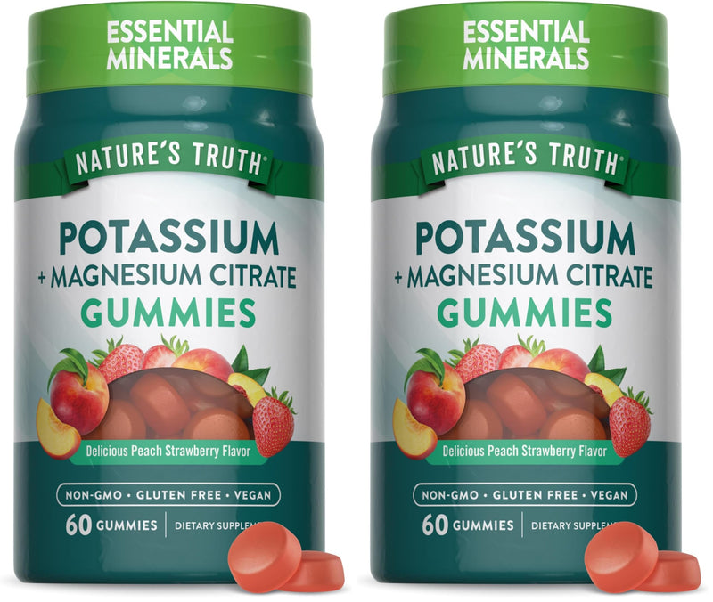 Nature's Truth Potassium Magnesium Citrate Gummies – 60 Count, Vegan, Non-GMO & Gluten Free (Pack of 2)