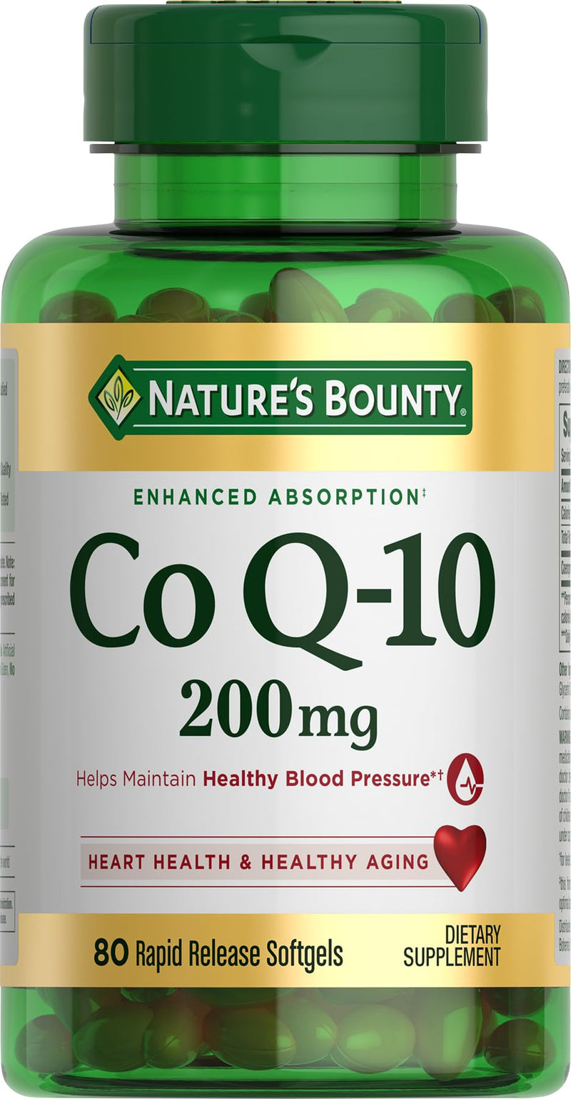 Nature's Bounty CoQ-10 200 mg Q-Sorb | Heart Health Support | 80 Rapid Release Softgels