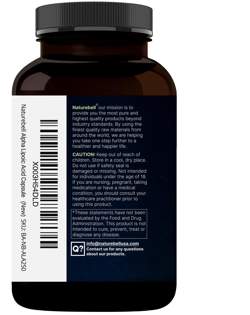 NatureBell Alpha Lipoic Acid Complex 600mg - 300 Capsules | Myelinctin Formula